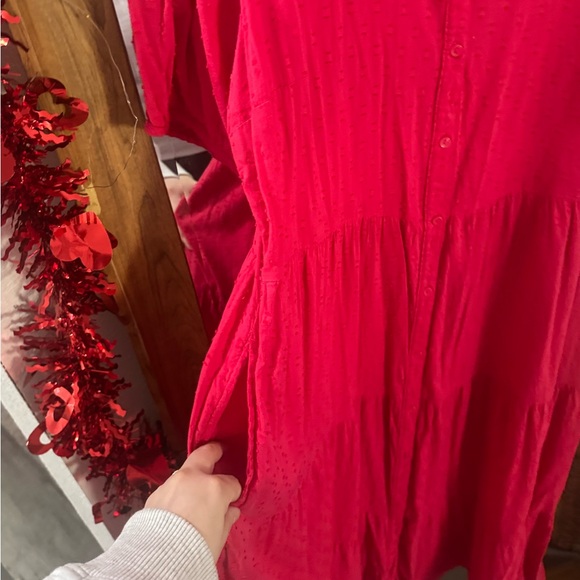 LIKE NEW Old Navy Puff-Sleeve Button Front Tiered Midi Swing Dress - Picture 3 of 4